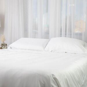 WHITE King Size Organic Viscose Bamboo Sheets - Breathable & Wrinkle‎ Resistant